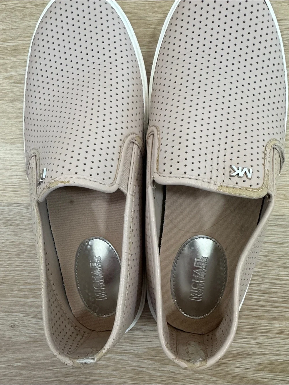 Michael Kors Perforated Slip-On Sneakers in Blush Pink